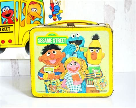 metal sesame street lunch box|muppets lunch box.